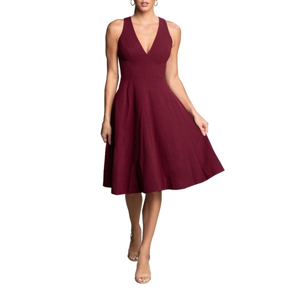 Dress the Population Dresses & Skirts - DRESS THE POPULATION Catalina Fit & Flare Dress Dark Magenta Large (8-10)